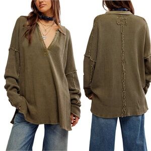 NEW Free People Travis Polo in Military Green, size S